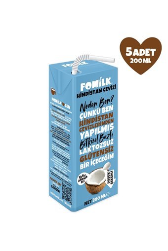 Fomilk Vegan Hindistan Cevizi Sütü Laktozsuz 5'li 200 ml