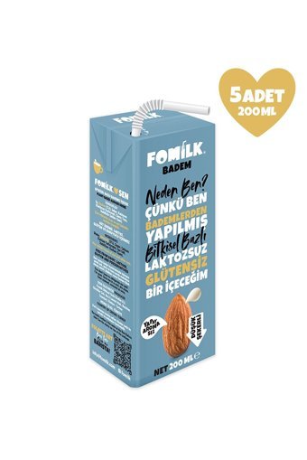 Fomilk Vegan Badem Sütü Laktozsuz 5'li 200 ml