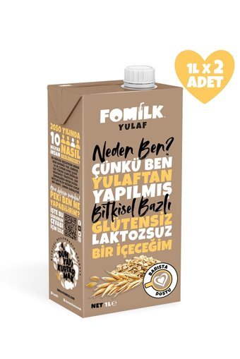 Fomilk Vegan Yulaf Sütü Laktozsuz 2'li 1 lt