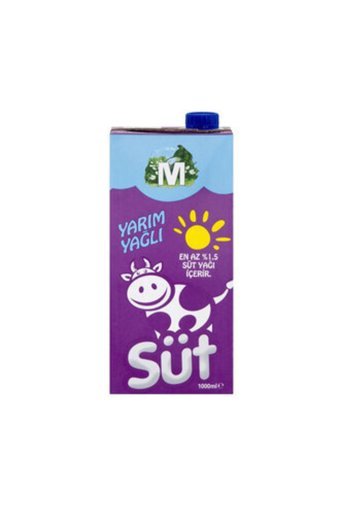 Migros Yarım Yağlı Süt 5'li 1 lt
