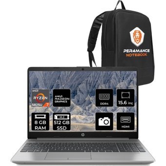 HP 255 G9 6Q8N3ES169 Dahili AMD Radeon RX Vega 8 AMD Ryzen 7 5825U 8 GB Ram 512 GB SSD 15.6 inç Full HD FreeDos Laptop + PER4 Çanta