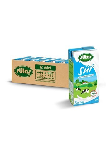 Sütaş Yarım Yağlı Süt 12'li 1 lt