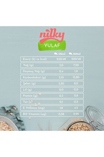 Nilky Vegan Yulaf Sütü Laktozsuz 6'lı 1 lt
