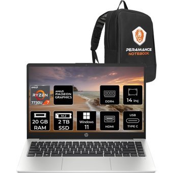 HP 245 G10 8A552EAP369 Dahili AMD Radeon Graphics AMD Ryzen 7 7730U 32 GB Ram 2 TB SSD 14 inç HD Windows 11 Home Laptop + PER4 Çanta