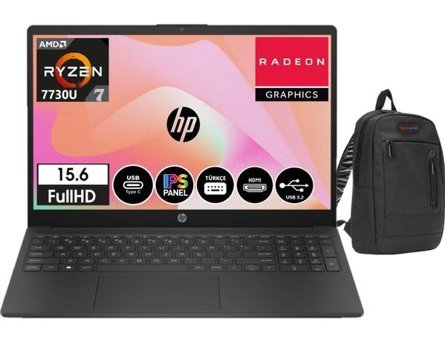HP 15 FC0054NT 88V8A4EA45 Dahili AMD Radeon Graphics AMD Ryzen 7 7730U 64 GB Ram 256 GB SSD 15.6 inç Full HD Windows 11 Pro Laptop + WeblegelsinÇanta