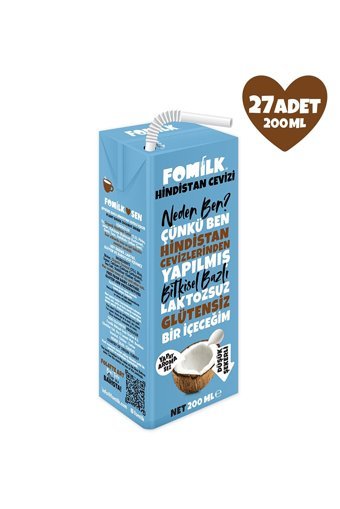 Fomilk Vegan Hindistan Cevizi Sütü Laktozsuz 27'li 200 ml