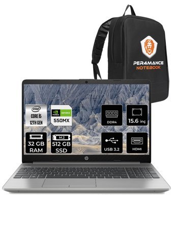 HP 250 G9 6Q8M7ES Harici GeForce MX550 Intel Core i5 1235U 32 GB Ram 512 GB SSD 15.6 inç Full HD FreeDos Laptop + PER4 Çanta