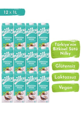 Nilky Vegan Hindistan Cevizi Sütü Laktozsuz 12'li 1 lt
