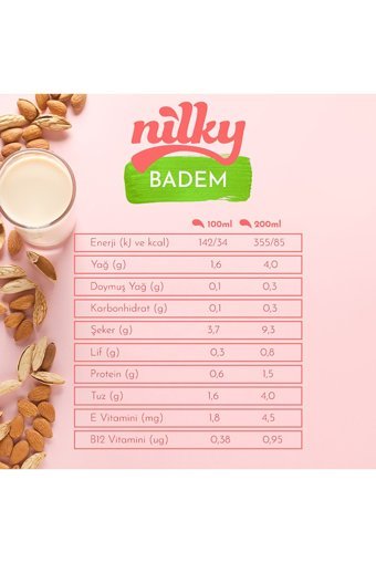 Nilky Vegan Badem Sütü Laktozsuz 1 lt