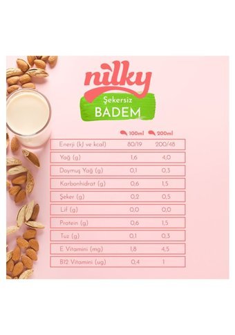 Nilky Şekersiz Badem Sütü Laktozsuz 3'lü 1 lt