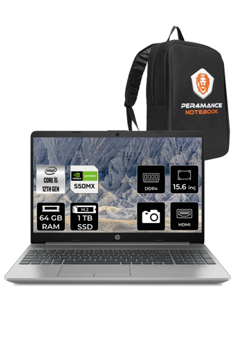 HP 250 G9 6Q8M7ES Harici GeForce MX550 Intel Core i5 1235U 64 GB Ram 1 TB SSD 15.6 inç Full HD FreeDos Laptop + Çanta