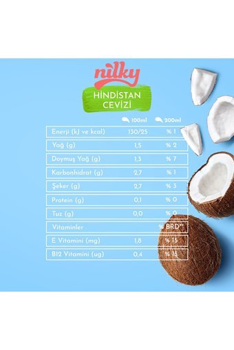 Nilky Vegan Hindistan Cevizi Sütü Laktozsuz 2'li 1 lt