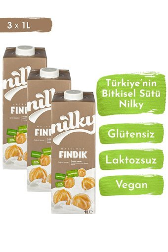 Nilky Vegan Fındık Sütü Laktozsuz 3'lü 1 lt