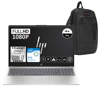 HP 15 FD0013NT 88T57EAF02 Dahili Intel Iris Xe Graphics Eligible Intel Core i7 1355U 32 GB Ram 1 TB SSD 15.6 inç Full HD FreeDos Laptop + Zetta Çanta