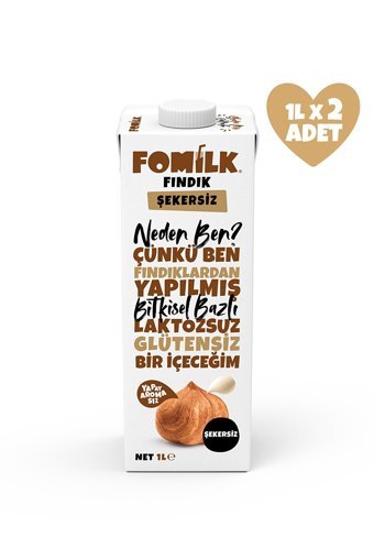 Fomilk Şekersiz Fındık Sütü Laktozsuz 2'li 1 lt