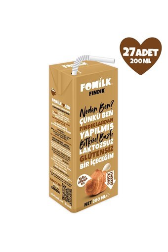 Fomilk Vegan Fındık Sütü Laktozsuz 27'li 200 ml
