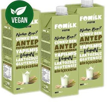 Fomilk Vegan Antep Fıstığı Sütü Laktozsuz 3'lü 1 lt