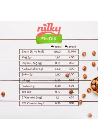 Nilky Vegan Fındık Sütü Laktozsuz 1 lt