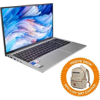 Everest EVERbook EB 21A5 Dahili Intel Iris Xe Graphics Intel Core i5 1135G7 32 GB Ram 512 GB SSD 15.6 inç Full HD FreeDos Laptop
