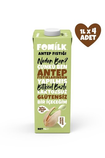 Fomilk Vegan Antep Fıstığı Sütü Laktozsuz 4'lü 1 lt