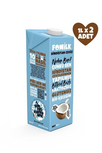 Fomilk Vegan Hindistan Cevizi Sütü Laktozsuz 2'li 1 lt
