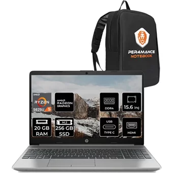 HP 255 G9 6Q8N1ES181 Dahili AMD Radeon RX Vega 7 AMD Ryzen 5 5625U 20 GB Ram 256 GB SSD 15.6 inç Full HD FreeDos Laptop + PER4 Çanta