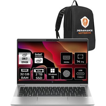 HP Elitebook 640 G10 8A571EAP379 Dahili Intel Iris Xe Graphics Eligible Intel Core i7 1355U 32 GB Ram 2 TB SSD 14 inç Full HD Windows 11 Home Laptop + PER4 Çanta