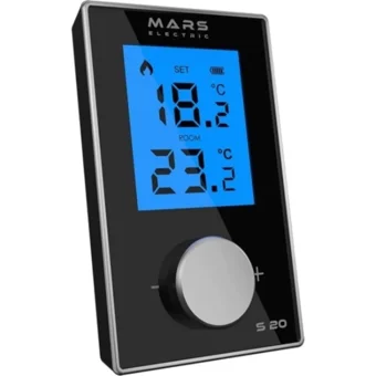 Mars Elektrik S20 35 Derece 0.2 Derece Hassasiyet Kablosuz Dijital Termostat Siyah