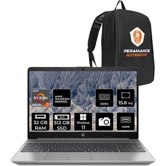 HP 255 G9 6Q8N3ES199 Dahili AMD Radeon RX Vega 8 AMD Ryzen 7 5825U 32 GB Ram 512 GB SSD 15.6 inç Full HD Windows 11 Pro Laptop + PER4 Çanta