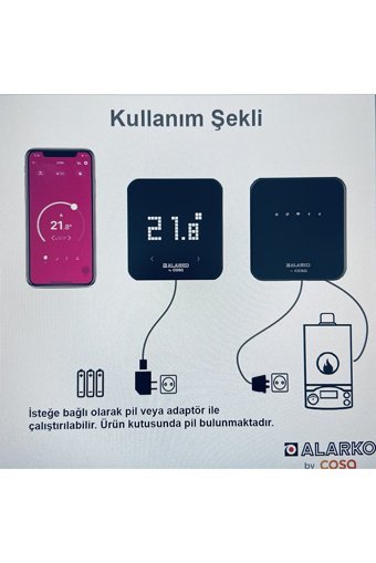 Cosa alarko 40 Derece 0.1 Derece Hassasiyet Akıllı Kablosuz Dijital Termostat