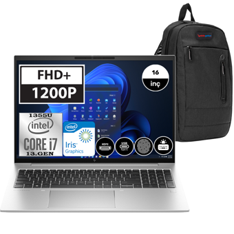 HP Elitebook 860 Gen 10 81A09EA02 Dahili Intel Iris Xe Graphics Eligible Intel Core i7 1355U 16 GB DDR5 Ram 1 TB SSD 16 inç Full HD Windows 11 Pro Laptop + Çanta