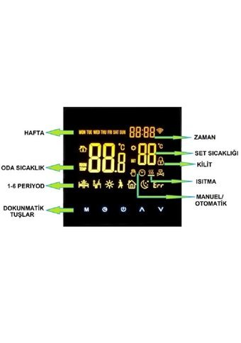 Smart 90 Derece 1 Derece Hassasiyet Akıllı Kablolu Dijital Termostat