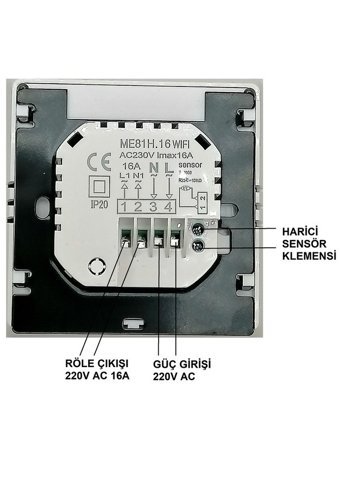 Smart 90 Derece 1 Derece Hassasiyet Akıllı Kablolu Dijital Termostat