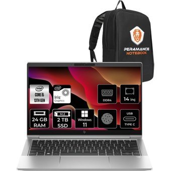 HP Elitebook 640 G10 8A570EAP374 Dahili Intel Iris Xe Graphics Eligible Intel Core i5 1335U 24 GB Ram 2 TB SSD 14 inç Full HD Windows 11 Home Laptop + PER4 Çanta