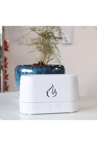Ateştech Simülasyon 3d Alev Işığı 4.5 W 230 ml Aromaterapi Işıklı İyonizerli Taşınabilir Şarjlı Mini Sıcak-Soğuk Buhar Makinesi