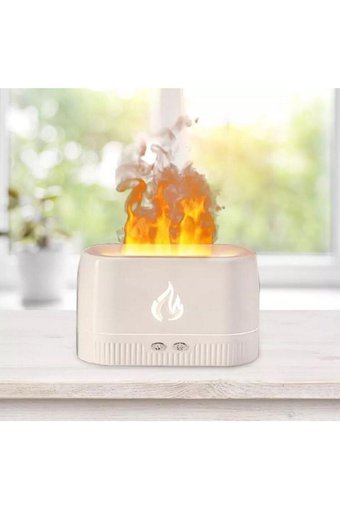 Ateştech Simülasyon 3d Alev Işığı 4.5 W 230 ml Aromaterapi Işıklı İyonizerli Taşınabilir Şarjlı Mini Sıcak-Soğuk Buhar Makinesi