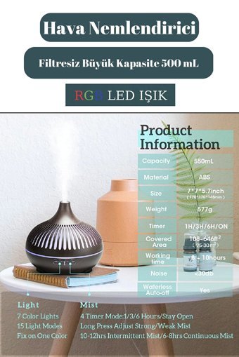 Butfulake 200 ml 30 dB Aromaterapi Işıklı İyonizerli Taşınabilir Şarjlı Mini Soğuk Buhar Makinesi