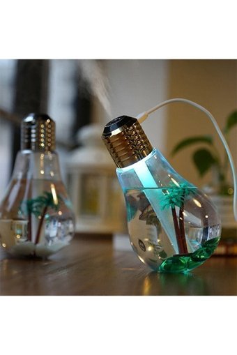 Ayaco Led Işıklı Ampül 2 W 400 ml Aromaterapi Işıklı İyonizerli Taşınabilir Şarjlı Mini Soğuk Buhar Makinesi