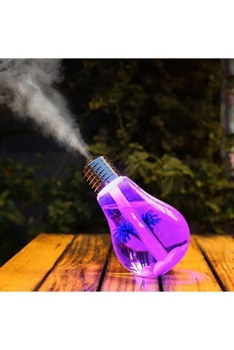 Ayaco Led Işıklı Ampül 2 W 400 ml Aromaterapi Işıklı İyonizerli Taşınabilir Şarjlı Mini Soğuk Buhar Makinesi