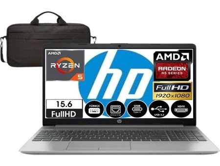 HP 255 G9 9M3G7AT01 Dahili AMD Radeon RX Vega 7 AMD Ryzen 5 5625U 16 GB Ram 512 GB SSD 15.6 inç Full HD FreeDos Laptop + Çanta