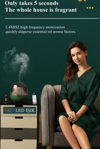 Butfulake Ultrasonik 7 Renk Led 600 ml Işıklı İyonizerli Taşınabilir Şarjlı Mini Soğuk Buhar Makinesi yeşil