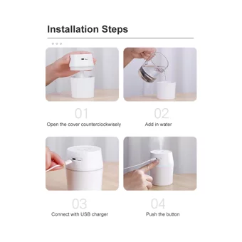 Buyfun Mini 2 W 200 ml Aromaterapi Işıklı İyonizerli Taşınabilir Şarjlı Mini Soğuk Buhar Makinesi