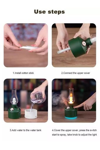 Brawi Dekoratif Lamba Kandil 300 ml 35 dB Aromaterapi Işıklı İyonizerli Taşınabilir Şarjlı Mini Soğuk Buhar Makinesi