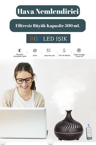 Apiyoo Ultrasonik 7 Renk Led Işıklı 15.6 W 500 ml 30 dB Aromaterapi Işıklı İyonizerli Taşınabilir Şarjlı Mini Soğuk Buhar Makinesi