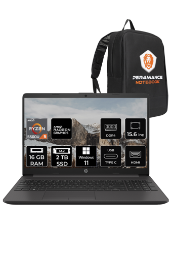 HP 255 G8 7N4W6AA Dahili AMD Radeon Graphics AMD Ryzen 5 5500 16 GB Ram 2 TB SSD 15.6 inç Full HD Windows 11 Home Laptop