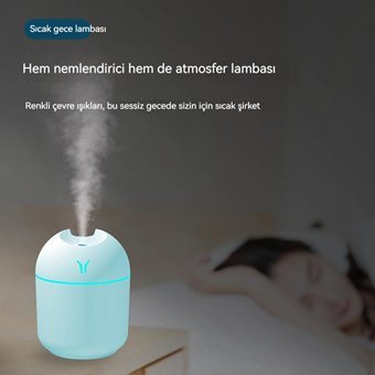 Bufan Gece Lambası 250 ml 36 dB Işıklı İyonizerli Taşınabilir Şarjlı Mini Soğuk Buhar Makinesi Pembe
