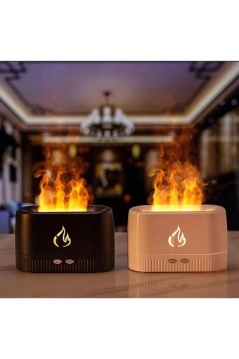 Ateştech 3d Alev Işığı 4.5 W 230 ml Aromaterapi Işıklı İyonizerli Taşınabilir Şarjlı Mini Sıcak-Soğuk Buhar Makinesi