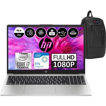 HP 250 G10 8A542EAWF02 Dahili Intel Iris Xe Graphics Eligible Intel Core i7 1355U 8 GB Ram 512 GB SSD 15.6 inç Full HD FreeDos Laptop + WeblegelsinÇanta