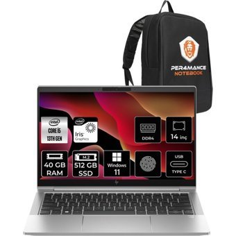 HP Elitebook 640 G10 8A570EAP387 Dahili Intel Iris Xe Graphics Eligible Intel Core i5 1335U 40 GB Ram 512 GB SSD 14 inç Full HD Windows 11 Home Laptop + PER4 Çanta