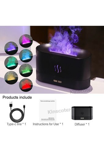 Canderel Alev Görünümlü 4.5 W 200 ml Aromaterapi Işıklı İyonizerli Taşınabilir Şarjlı Mini Sıcak Buhar Makinesi Siyah